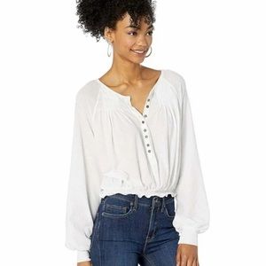 Women’s Free People White Cropped Long Sleeve Blouse